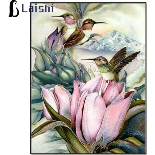 Diamond Embroidery Hummingbird&Flower Full Square Round Drill 5D DIY Diamond Painting Animal Cross Stitch,Mosaic Home Decor Gift