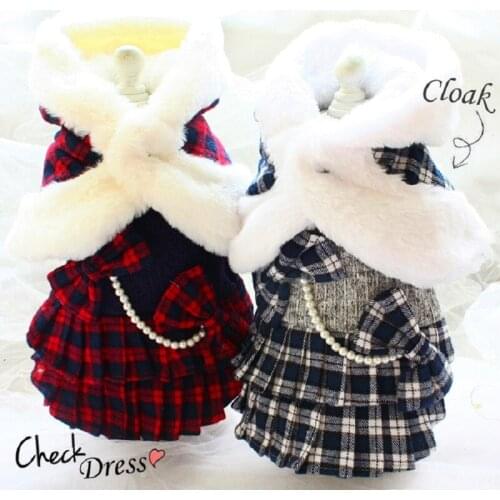 Free Shipping ZLOVEPET Autumn And Winter Dog Clothes Noble Knitting Thin Woolen British Plaid Dog Dress Coat Pet Cloak Puppy