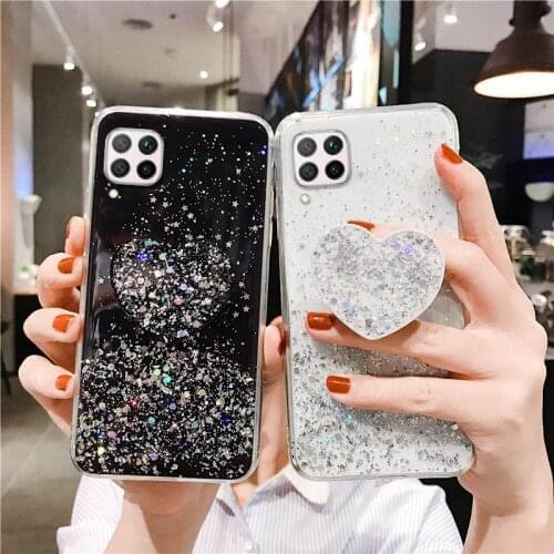 For Huawei P30 Lite P20 P40 Mate 20 Pro Case Glitter Holder Cover Huawei Honor 10i 9X 8X 10 Lite 20 Pro P Smart 2019 2021 Cases