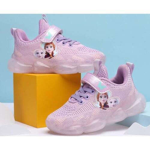 Disney Children Shoes For Girls Frozen Elsa kids Shoes Brand Cool Lightweight Running Shoes small girls Sneakers Casual Shoes