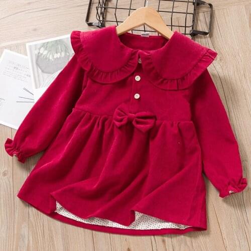 Baby Girls Dress New Winter Newborn Toddle Baby Long Sleeve Party Dress Sweet Bow Kids Clothing Soft Cotton OutfitsChristmas