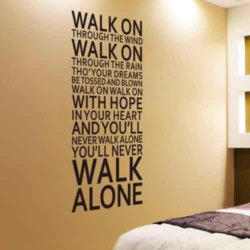 DIY non-toxic Character Inspiration quote You'll Never Walk Alone Vinyl Wall Sticker Football Team Lyric Decal For Children Room
