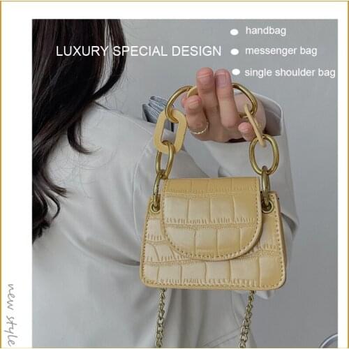 Elegant Female Mini Shoulder Bag New Quality Leather Women Handbag Fashion Crocodile Pattern Metal Chain Shoulder Messenger Bag