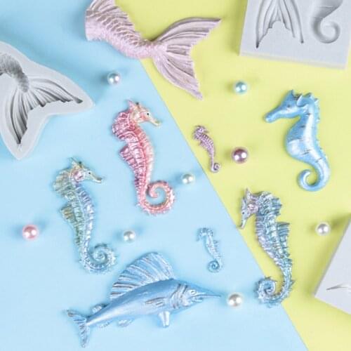 Ocean Fish Hippocampus Mould Silicone Mold Fondant Cake Decorating Tool Gumpaste Sugarcraft Chocolate Forms Bakeware Tools