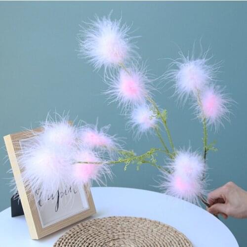 3 Pieces Beautiful Artificial Flower Decoration Vase Feather Flower Branch Pink Decor Birthday Party Flower (Length: 1 meter )