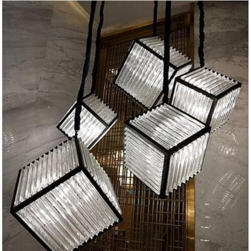 L Creative Rubiks Cube Personality Postmodern Simple Hotel Lobby Living Room Restaurant Bar Shop Decoration Crystal Chandelier