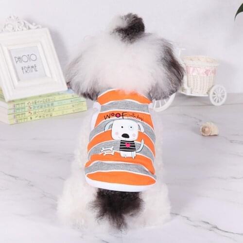 Summer Pet Dog Vest Clothes Puppy Cat Clothing for Chihuahua Yorkshire Striped Cartoon Shirts Dog Shirt Suit