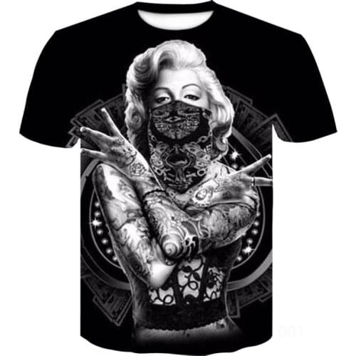 Mens and womens T-shirt 2021 new European and American top digital printing 3D short sleeve digital printing tattoo