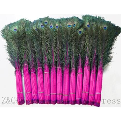 20-100 natural peacock hairs 80-90CM (32-36 inches) direct dyed rose red DIY craft accessories clothing accessories feathers