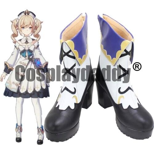 Genshin Impact Mondstadt Church of Favonius Deaconess Shining Idol Barbara Pegg Cosplay Shoes Block Heel Ankle Boot X002