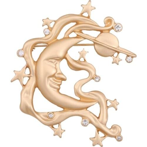 Wholesale 10 pcs/ lot costume jewellery metal moon brooch pin