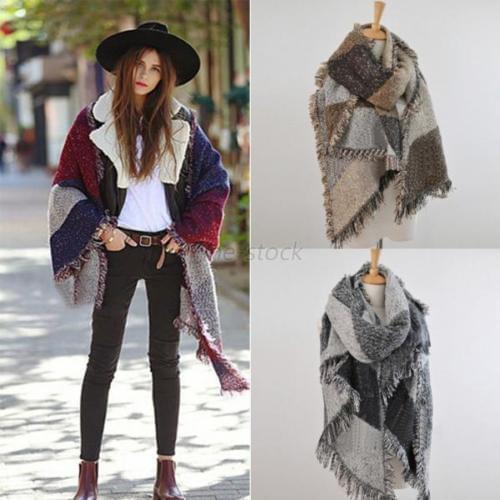 Autumn Winter Women New Fashion Korean Style Tissue Cashmere Soft Wool Blend Warm Plaid Scarf Wrap Shawl Large Scarves