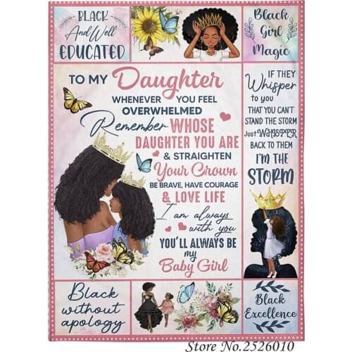 Throw blanket Letter TO My Daughter 3D Velvet Plush Blanket Bedspread For Kids Girls Sherpa Blanket Couch Quilt Cover Travel 27