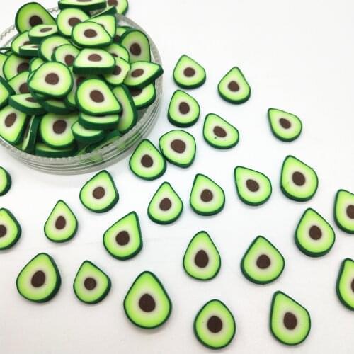 20g/lot 1cm Avocado Polymer Clay for DIY Crafts Green Fruit Tiny Cute plastic Fruit klei Mud Particles