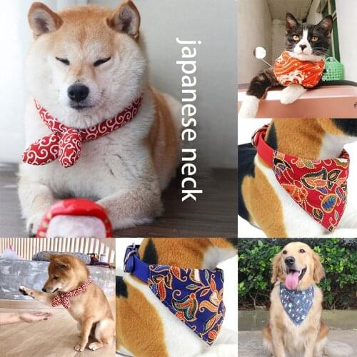Christmas Pet Dog Bandana Small Large Dog Bibs Towel Scarf Japanese Style Scarf Puppy Pet Collar Grooming Costume Accessories