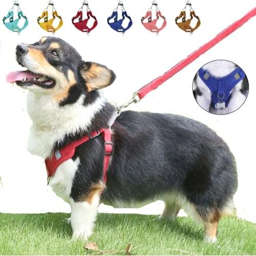 Dog Harness Vest Suede Adjustable Breathable Reflective Dog Leash Harness For Medium PetChest Strap Dogs Harness Pet Accessories
