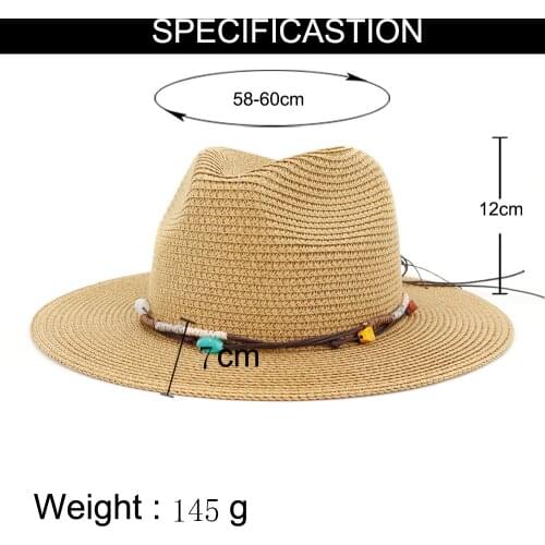 Ladies Hat Wide Brim Khaki Black Mens Hat Panama Casual Classic Band Belt Chain Spring Straw Outdoor Beach Panama Summer Sun Ha