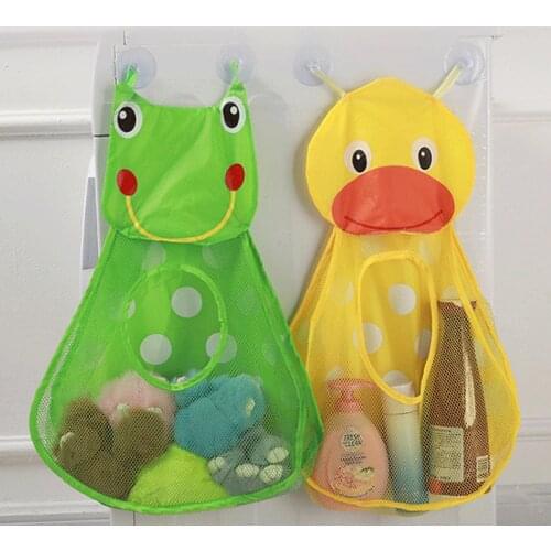 Bathroom Toy Bag Childrens Bathroom Toy Storage Hanging Bag Strong Sucker Suction Cups Duck Frog Waterproof Net Wall Pockets