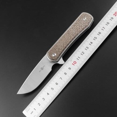 TWO SUN TS335 14C28N Blade Flipper Ball Brearing Tactical Folding Knife Linen Micarta Handle Camping Hunting Pocket Outdoor EDC