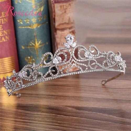 CZ stone Bridal Princess Wedding Tiara crown Bridesmaid Flower Girl Tiaras Wedding Hair Jewelry RE3757
