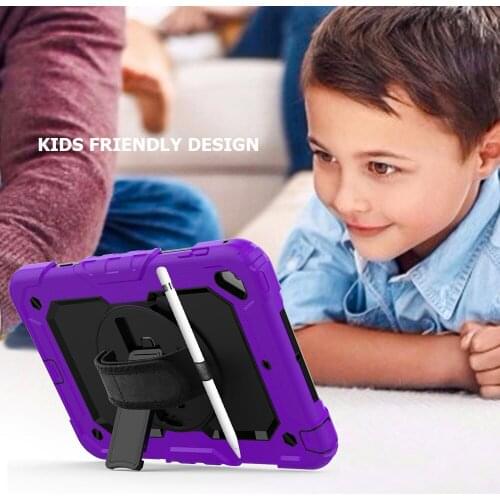 360 Rotation Tablet Case For iPad Mini 4 5 7.9'' Silicone Shockproof Cover Full Body Kickstand Hand Strap iPad Mini 5 Cases