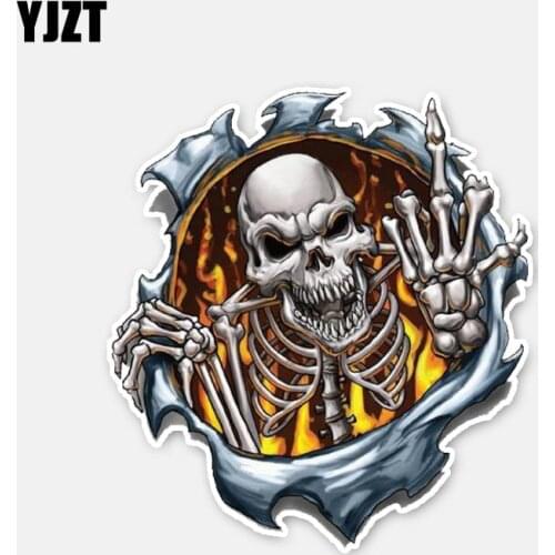 YJZT 10.9CM*12CM Funny SKELETON FINGER Accessories Decal Motorcycle Decal Car Sticker 6-2940