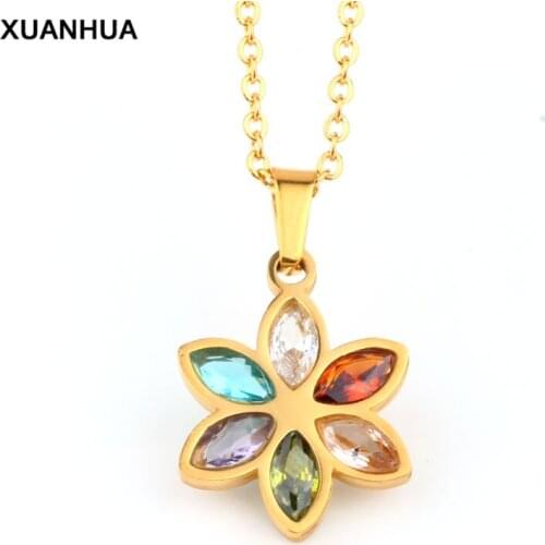 XUANHUA Fashion Jewelry Accessories Necklaces & Pendants Flower Type Stone Jewellery Collares Valentines Day Gift For Women