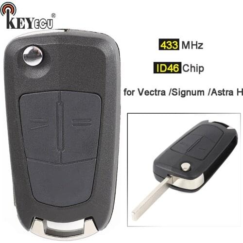 KEYECU 433MHz ID46 Chip Replacement 2 Button Remote Key Remote Car Key Fob for Vauxhall, for Opel Vectra Signum Astra H