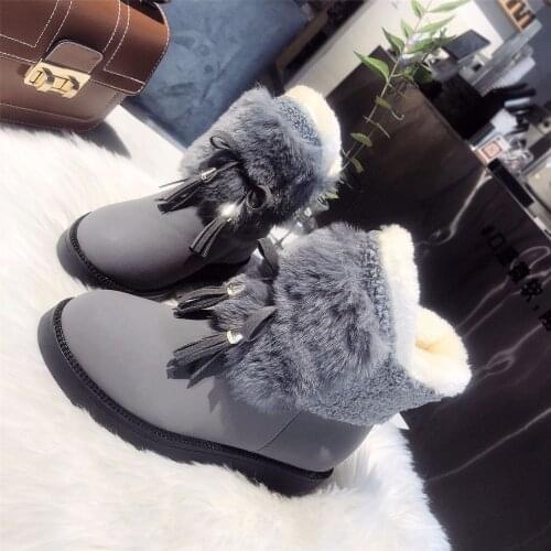 2020 Women Boots Faux Suede Winter Boots Shoes Woman Wedges Heels Snow Boots Mid Calf Winter Shoes Female Booties