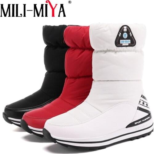MILI-MIYA High Quality Women snow boots platform winter boots thick plush Keep Warm Ankle Boots for Women Waterproof Black shoes