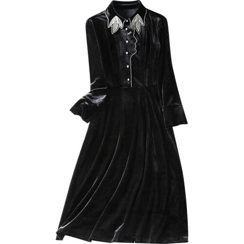 Velvet Elegant Vestido Festa Elegant Dress Women Plus Size Dress Embroidery Robe Pull Retro Robes Ukraine Autumn Women Clothes