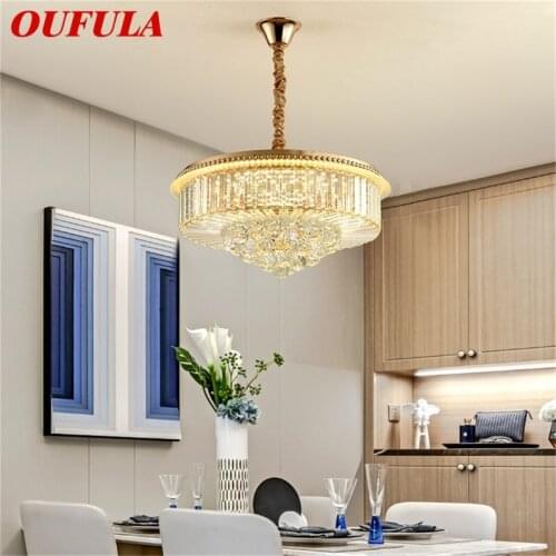 OUFULA Gold Chandelier Lamp Fixtures Pendant Light Postmodern Luxury Home LED for Living Dining Room
