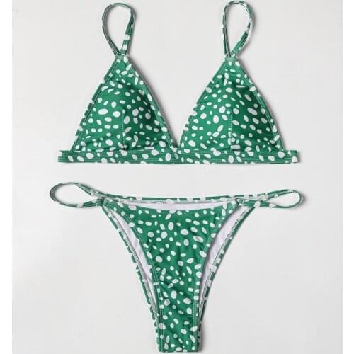 ZTVitality Swimwear Women 2022 New Arrival Push Up Sexy Bikini Straps Padded Bra Low Waist Wave Point Swimsuit Brazilian Biquini