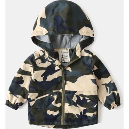 ZWY519 Boys Jackets Children Hooded Zipper Windbreaker Fashion Kids Clothes Camouflage Coat Infant Waterproof Hoodies For Girls