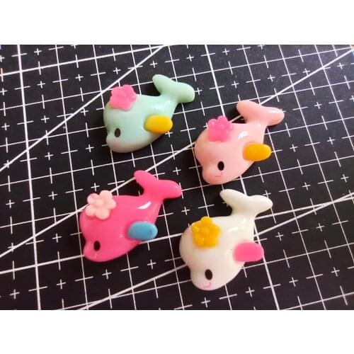 1pcs/lot Resin flat back flower dolphin 25mm Ornaments Micro landscape Ornaments Creative Home Gardening Decorations A007-10