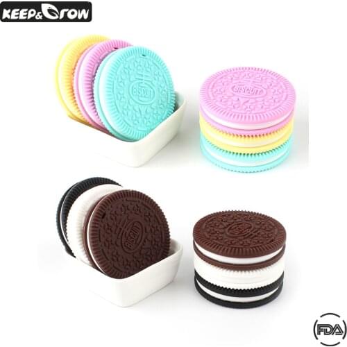 10PCS Baby Cookie Silicone Teether Biscuit Teether Food Grade Teething Pendant Pacifier Dummy Nursing Sensory Teething Toy
