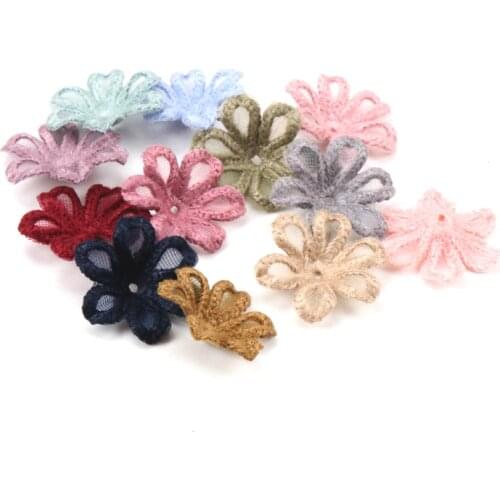 10pcs Beautiful Lace Flower Applique Trim Embroidered Lace Patches For Handmade Garment Accessories Decoration Sewing DIY 25mm