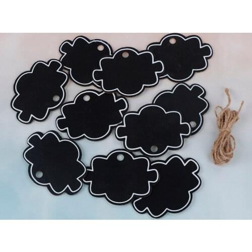 10pcs Mini Wooden Hanging Blackboard Hemp String Cloud Chalkboard Notice Writing Wordpad Message Board Party Decoration