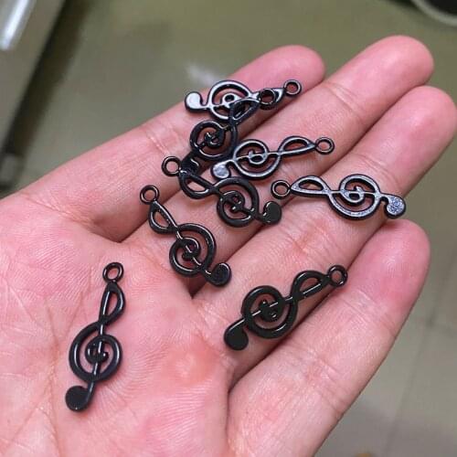 12pcs 24x24mm Music Note Connector Pendants Charms Jewelry Making DIY Mens WomenNecklace Bracelet Handmade Crafts Accessories