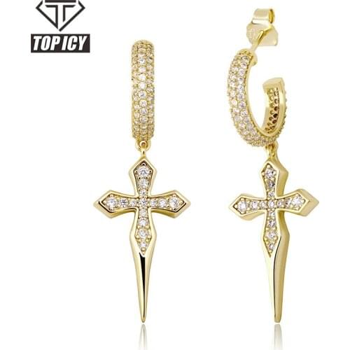 2021 New Arrival Luxury Earring Studs Brass Gold/White Gold Plated Stone Cross Earring Women Jewelry set