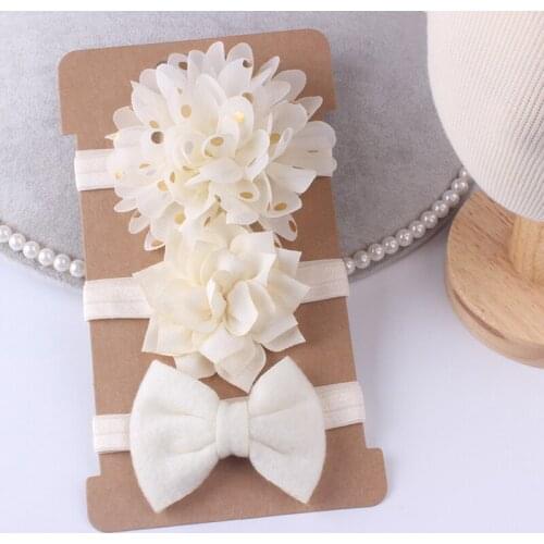 3Pcs/set Kids Elastic Floral Hairband Set ChildrenS Simple Solid Color Bow Hair With Suit Hair Bands For Baby Girls