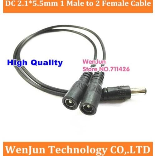 30cm / 50cm DC Power 12V Pigtail DC 5.5mm*2.1mm 1 Male to 2 Female Y Splitter Plug power Cable Jack for monitoring