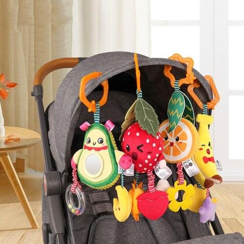 4pcs Set Baby Stroller Toys Bed Bell For Newborn Cute Hanging Rattle Mobile Ring Furit Bed Bell Soft Bed Pram Baby Music Toys