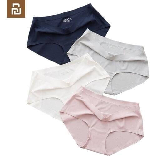 4pcs Xiaomi Youpin Ice Silk Women Briefs Summer Breathable Comfortable Tracless Middle Waist One Piece Seamless Ladies Underwear