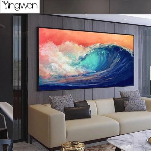 Full Square Round Drill 5D DIY Diamond Painting Colorful Tumbling Ocean Waves Embroidery Mosaic Cross Stitch 5D Home Decor Gift
