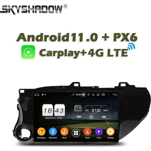 Wireless Carplay PX6 Car DVD Player 10.1" Android 10 4G+ 64GB Wifi RDS Auto RADIO GPS Bluetooth 5.0 For Toyota Hilux 2016 - 2018