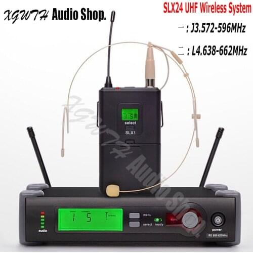 SLX SLX24 Professional UHF Wireless Microphone System Cardioid Cordless Headset Lapel Lavalier Mic for Stage Karaoke DJ