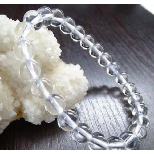 New hot 7" 8mm Genuine natural Clear quartz crystal round beads bracelet