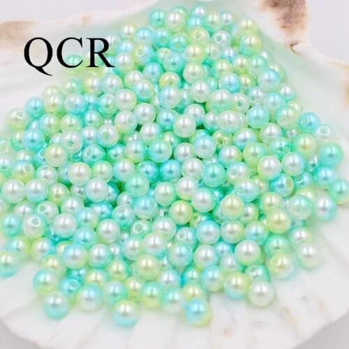Pick Size 4,6, 8,10,12mm Green and Blue Color ABS Double holes Imitation Pearl Beads, Making Jewelry Handmade Diy Beads
