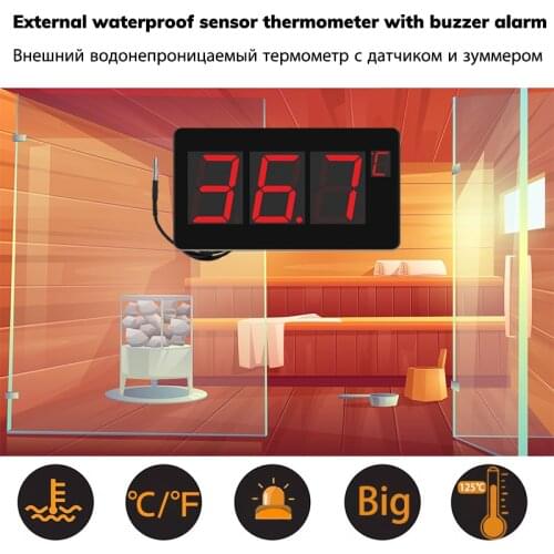 Large Screen LED Digital Sauna Thermometer Electronic Precision Home Factory Temperature Measuring Tool With Waterproof Probe